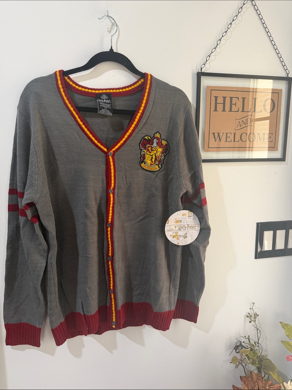 Harry Potter Warner Bros. Gray Cardigan with Red & Gold Trim